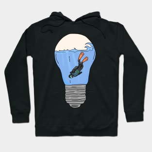 Scuba Diver in a lightbulb creative handdrawn Gift Hoodie